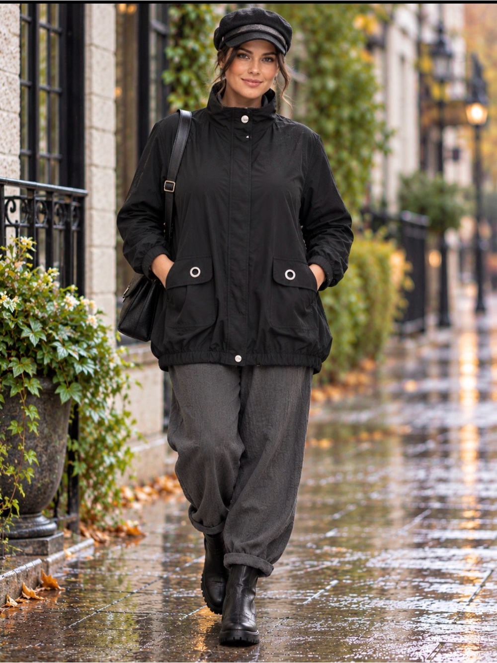 Braetan VINTAGE Black Anorak All Weather Coat w Hidden Snap Front Closure - 2X